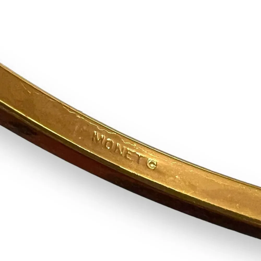 Monet Womens Bracelet Bangle Gold Tone Stamped Textured
